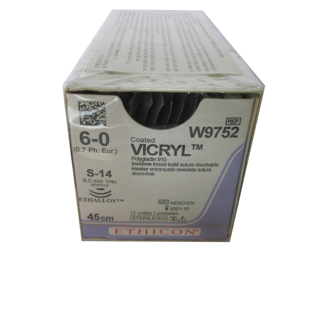 C. Vicryl 6/0 S-14  8mm   1/4C x2    45cm színtelen (12db)