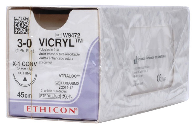 Vicryl 3/0 45cm 1/2C 22mm (12db)