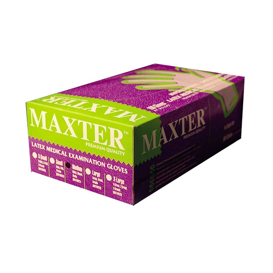 Maxter púderes gumikesztyű, latex, S, 100db