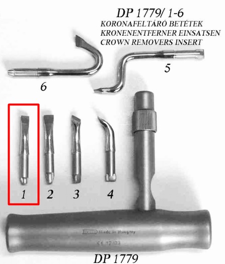 Dentech-féle koronafeltáró cserélhető betét 1-es