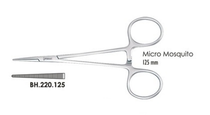Érfogó Micro Halsted Mosquito egyenes 125mm