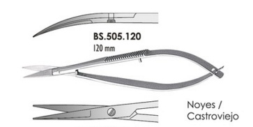 Olló Castroviejo hajlított 120mm