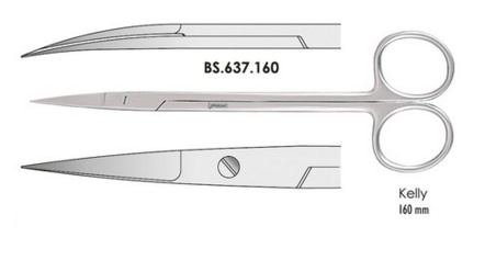 Olló Kelly  hajlított 160mm