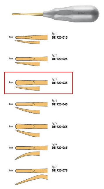 FALCON Ergo-Form Luxator emelő Fig. 3 egyenes 5mm