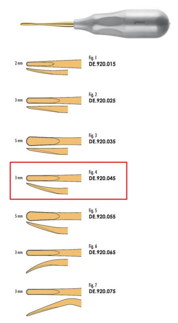 FALCON Ergo-Form Luxator emelő Fig. 4 hajlított 3mm