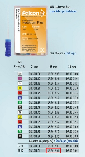 NiTi Hedstroem 45-80 25mm