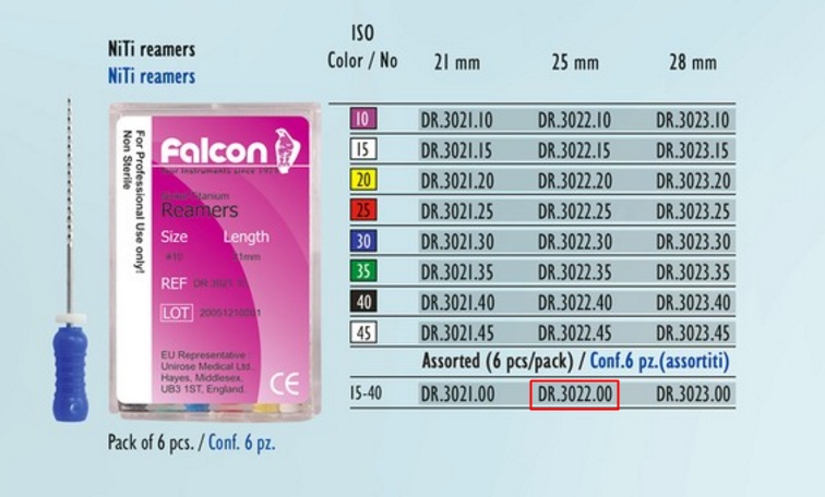 NITI Reamers file 25mm 15-40