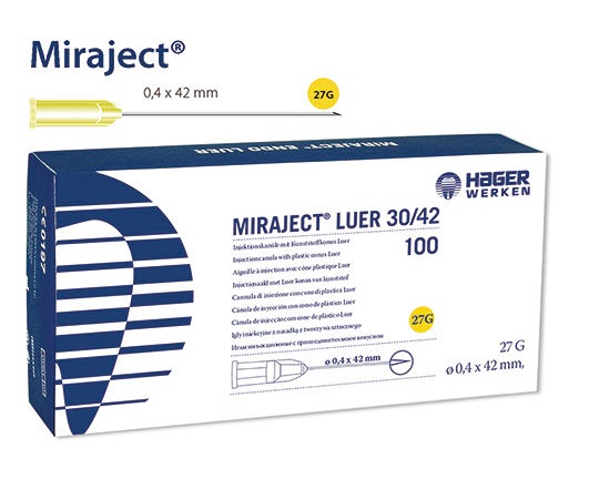 Miraject tű 30/42 Luer 0,4x42mm 27G