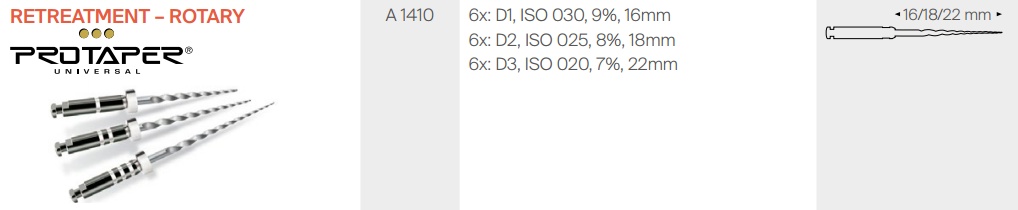 ProTaper D1 16mm 030 re-treatment /