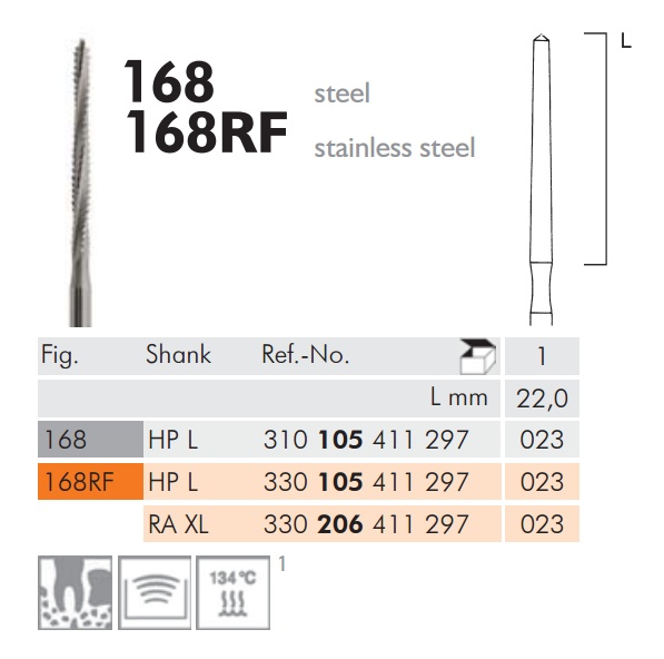 Sebészeti acél fúró 168RF105023, 1db