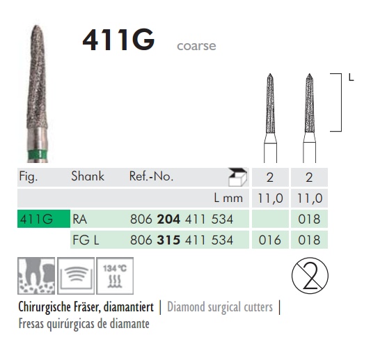 Sebészeti gyémánt frézer 411G315016