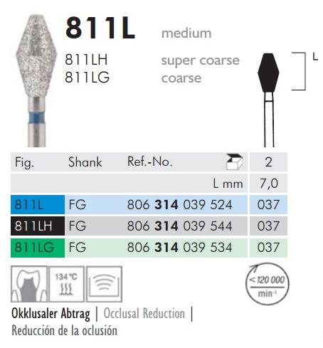 Gyémánt fúró turbinába 811LG314037