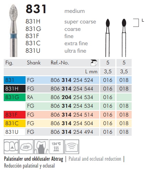 Gyémánt fúró turbinába 831G314018