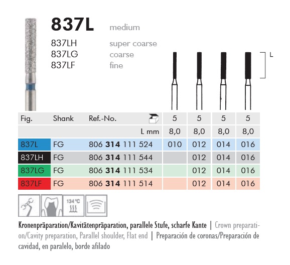 Gyémánt fúró turbinába 837LF314014