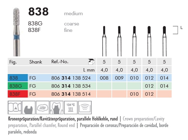 Gyémánt fúró turbinába 838G314014