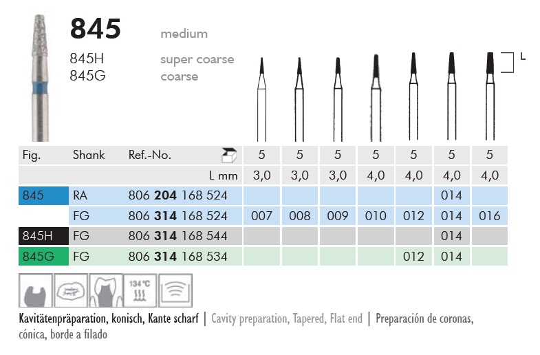 Gyémánt fúró turbinába 845G314012