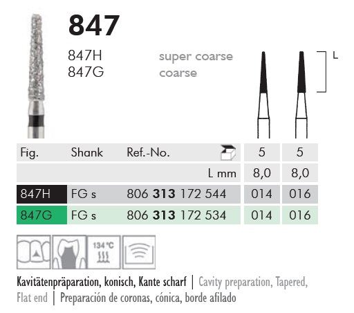 Gyémánt fúró turbinába 847G313016, 5db