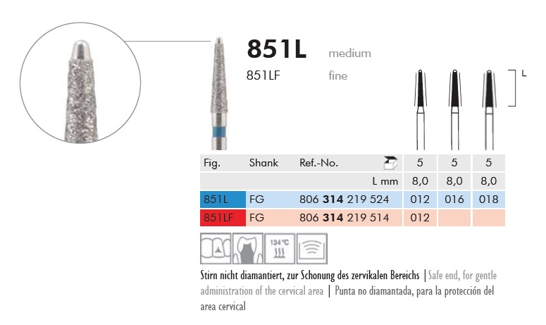 Gyémánt fúró turbinába 851L314016
