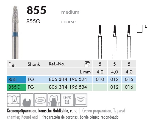 Gyémánt fúró turbinába 855G314016