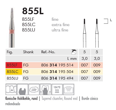 Gyémánt fúró turbinába 855LU314009 5db