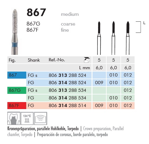 Gyémánt fúró turbinába 867G314012, 5db