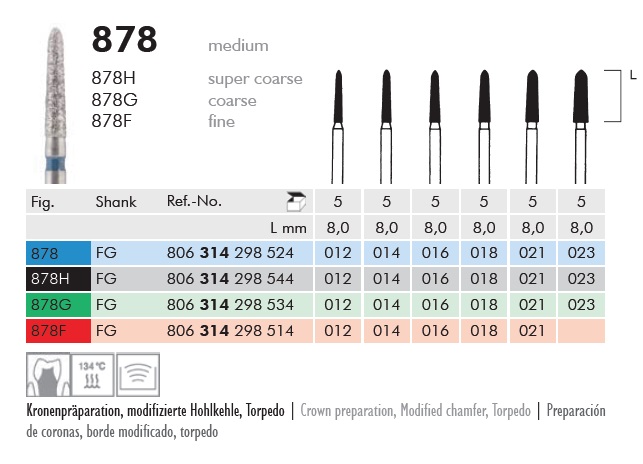 Gyémánt fúró turbinába 878G314021