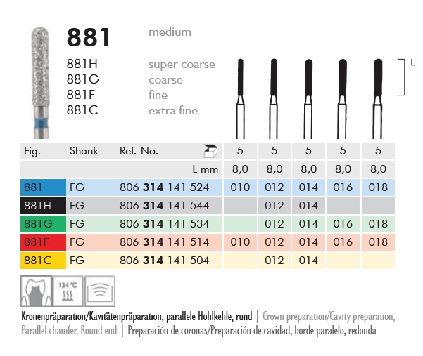 Gyémánt fúró turbinába 881G314014