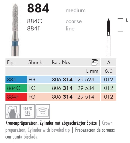 Gyémánt fúró turbinába 884G314012
