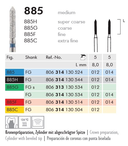 Gyémánt fúró turbinába 885G314012