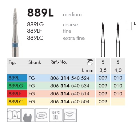 Gyémánt fúró turbinába 889LG314010