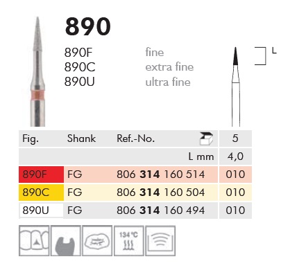 Gyémánt fúró turbinába 890C314010, 5db