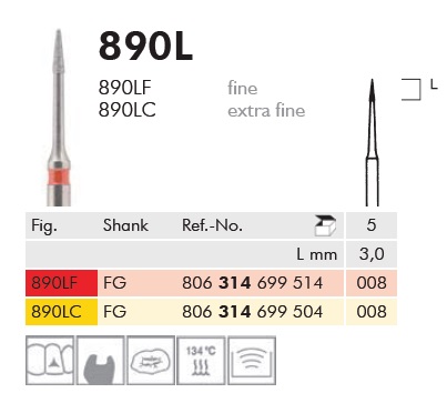 Gyémánt fúró turbinába 890LF314008