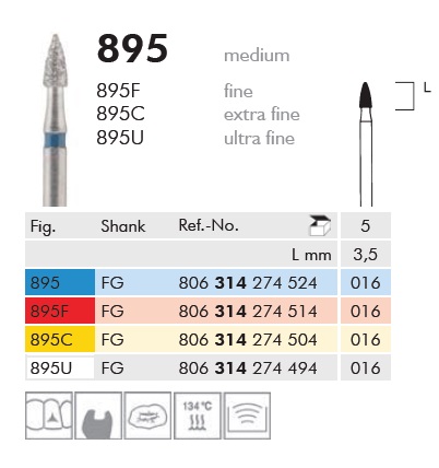 Gyémánt fúró turbinába 895C314016