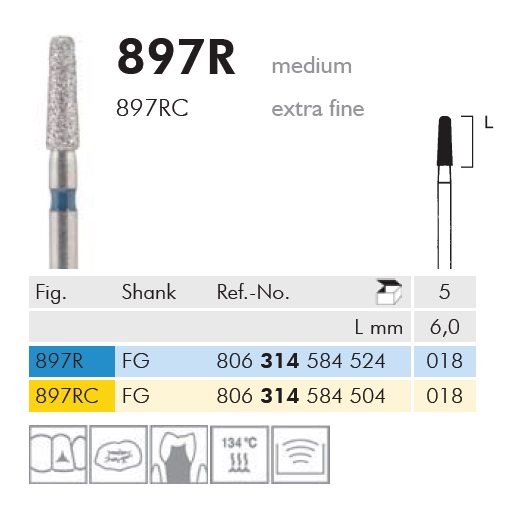 Gyémánt fúró turbinába 897R314018