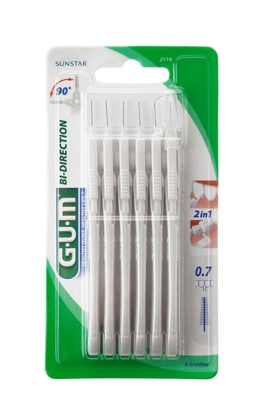 G.U.M. Bi-Direction fogköztisztító kefe, 0,7mm, 6x (fehér)