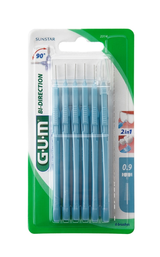 G.U.M. Bi-Direction fogköztisztító kefe, 0,9mm, 6x (kék)