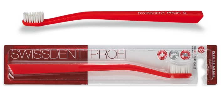 Swissdent fogkefe Whitening, Soft, piros nyél - fehér sörte