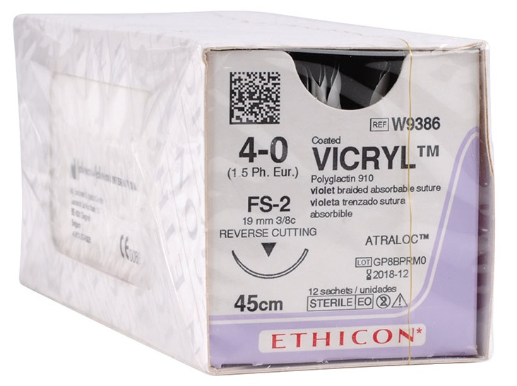 C.Vicryl 4/0 45cm 3/8RC 19mm (12db) Lila