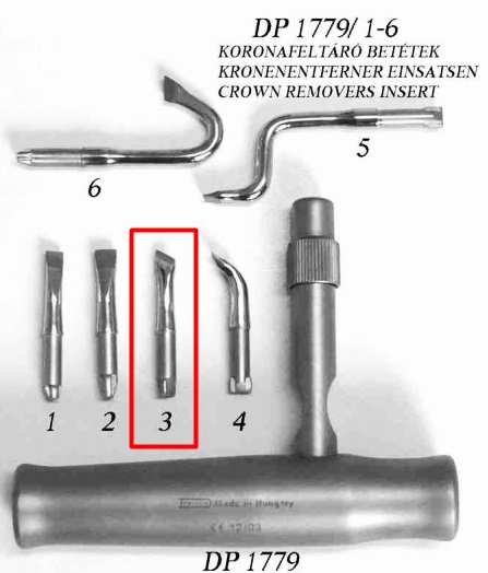 Dentech-féle koronafeltáró cserélhető betét 3-es