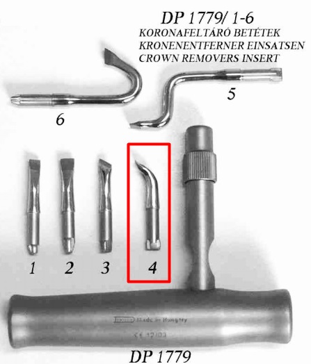 Dentech-féle koronafeltáró cserélhető betét 4-es