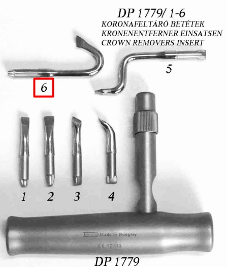 Dentech-féle koronafeltáró cserélhető betét 6-os