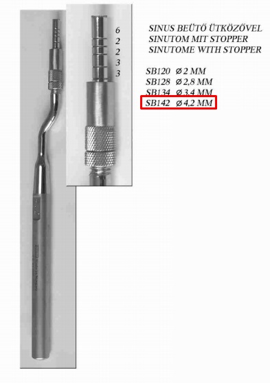 Sinus beütő ütközővel 4,2 mm