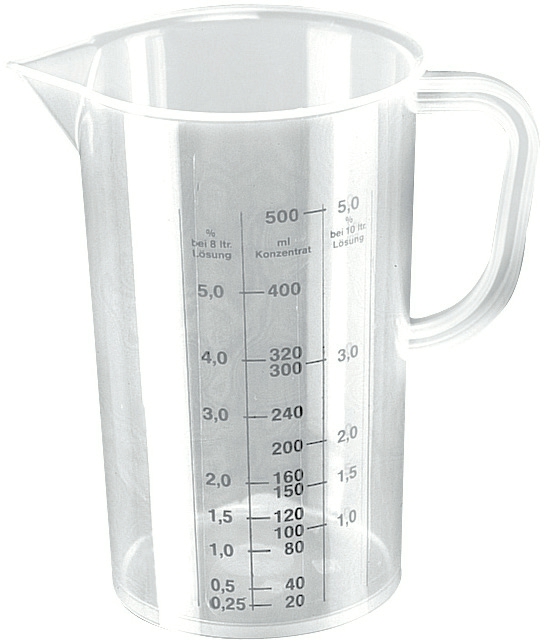 Adagolást segítő mérőkancsó 500 ml-ig skálázva