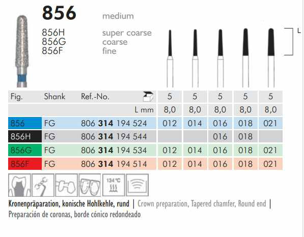 Gyémánt fúró turbinába 856G314018