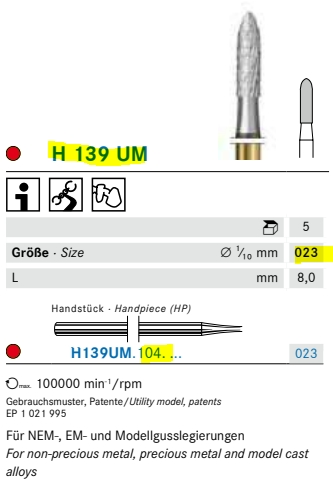 H139UML104.023 frézer 1db