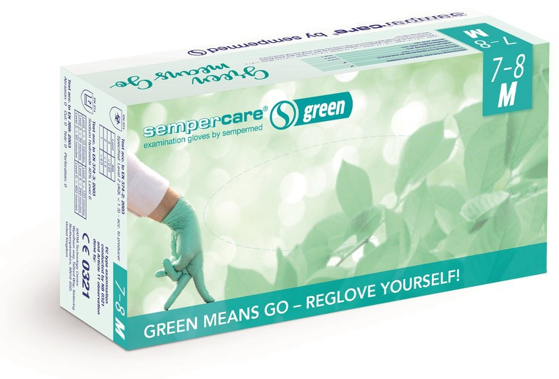 Sempercare Green púdermentes nitril kesztyű M (200db)