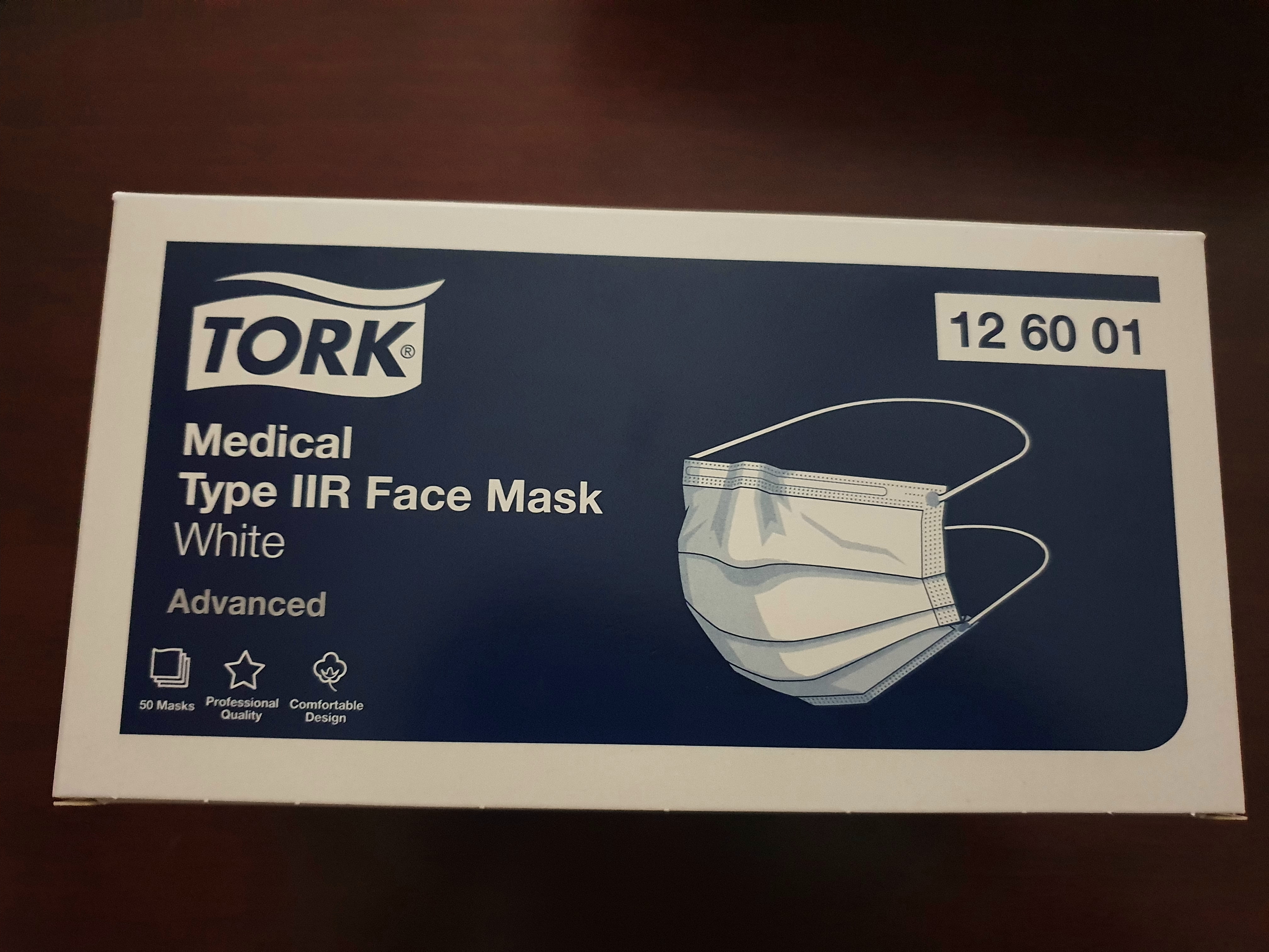 Tork IIR típusú orvosi maszk, fejpántos, 50db, fehér