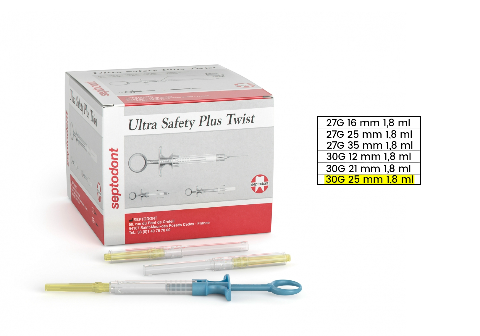Ultra Safety Plus TWIST 30G 25 mm 1,8 ml  (100 db steril tű fecskendővel + 1 sterilizálható kinyomó)