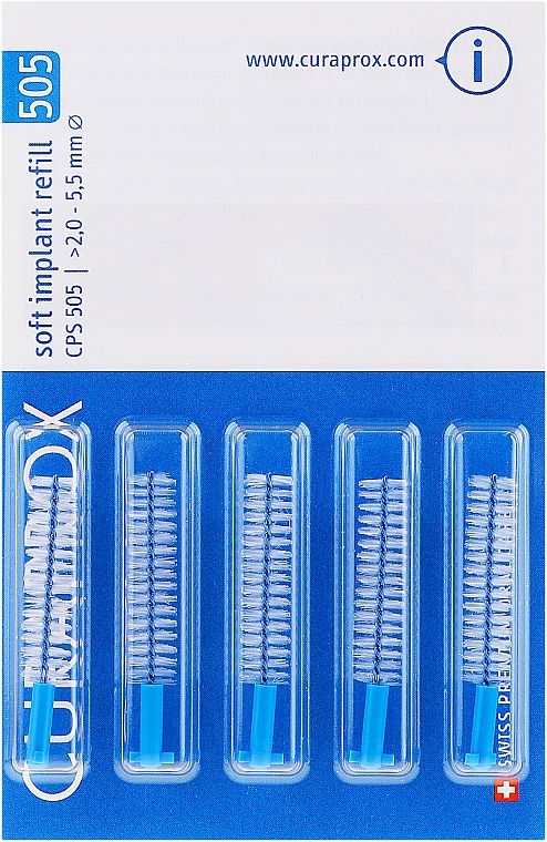 CURAPROX SOFT IMPLANT 505 KÉK FOGKÖZTISZTÍTÓ KEFE, (5 DB) 2-5,5 mm