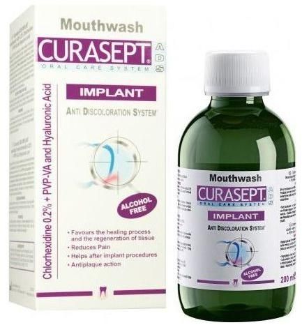 CURASEPT ADS IMPLANT szájöblögető (0,2% CHX)+ HA, PVP-VA) 200 ml